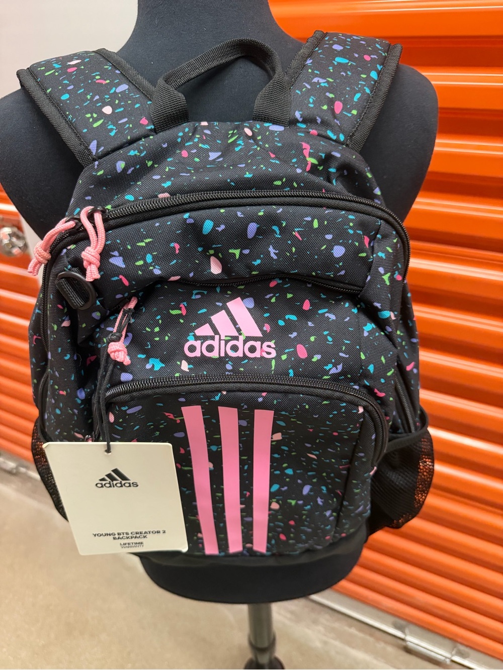 NWT Adidas Kids Young Creator 2 Black Backpack with Pink Accents and Multicolor - Picture 3 of 7